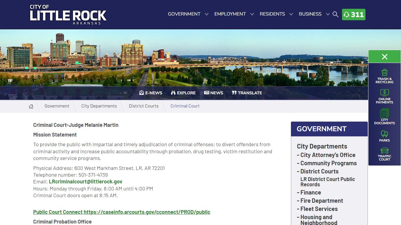 Criminal Court | City of Little Rock - Little Rock, Arkansas